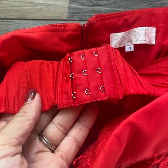 Janique By Kourosh Babaian Strapless Evening Dress Size 0 Red Prom High Low - Picture 9 of 13